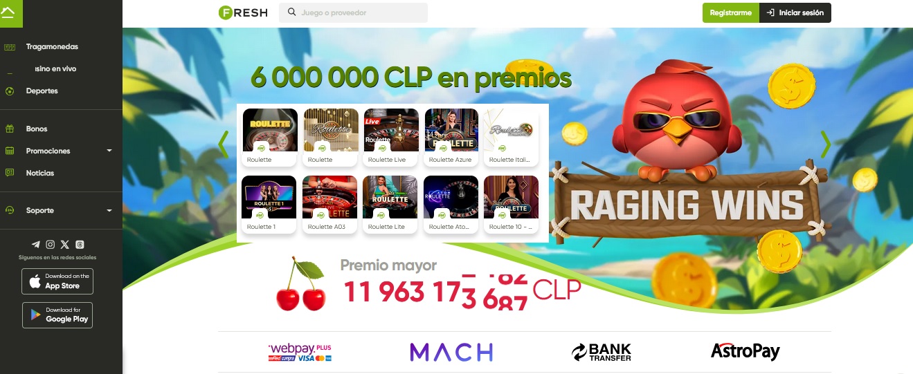 Juegos de casino en Fresh Casino Chile