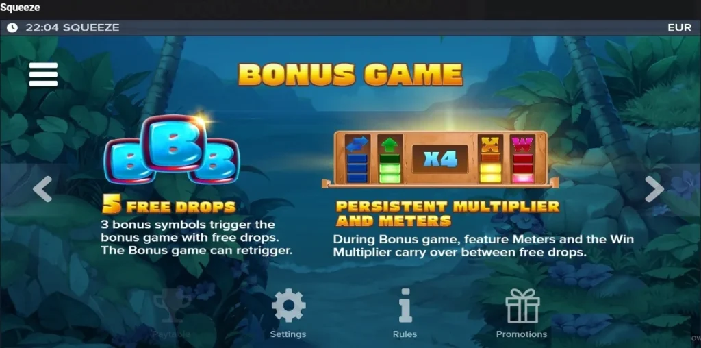 Bonus Game en Squeeze