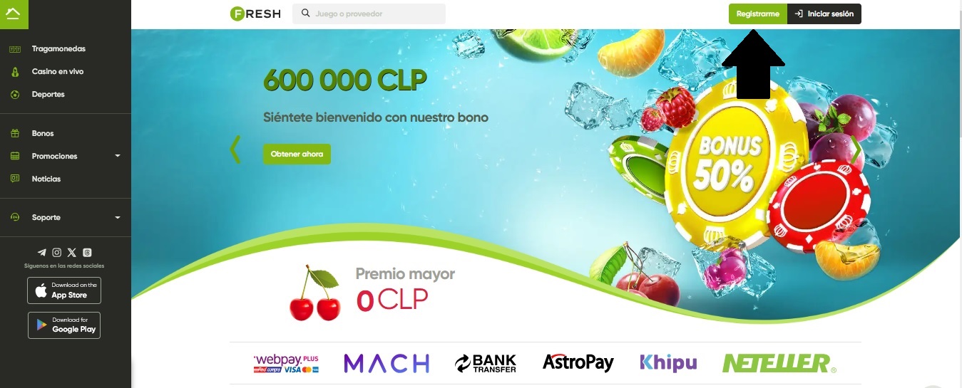 Registro en Fresh Casino