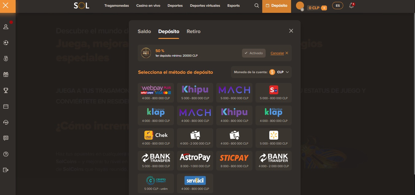 Métodos de depósito en Fresh Casino