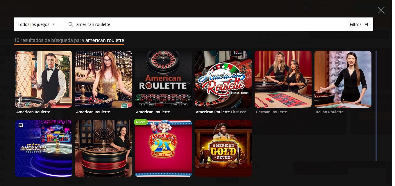 Campo de búsqueda en Betsson para encontrar los juegos que buscas