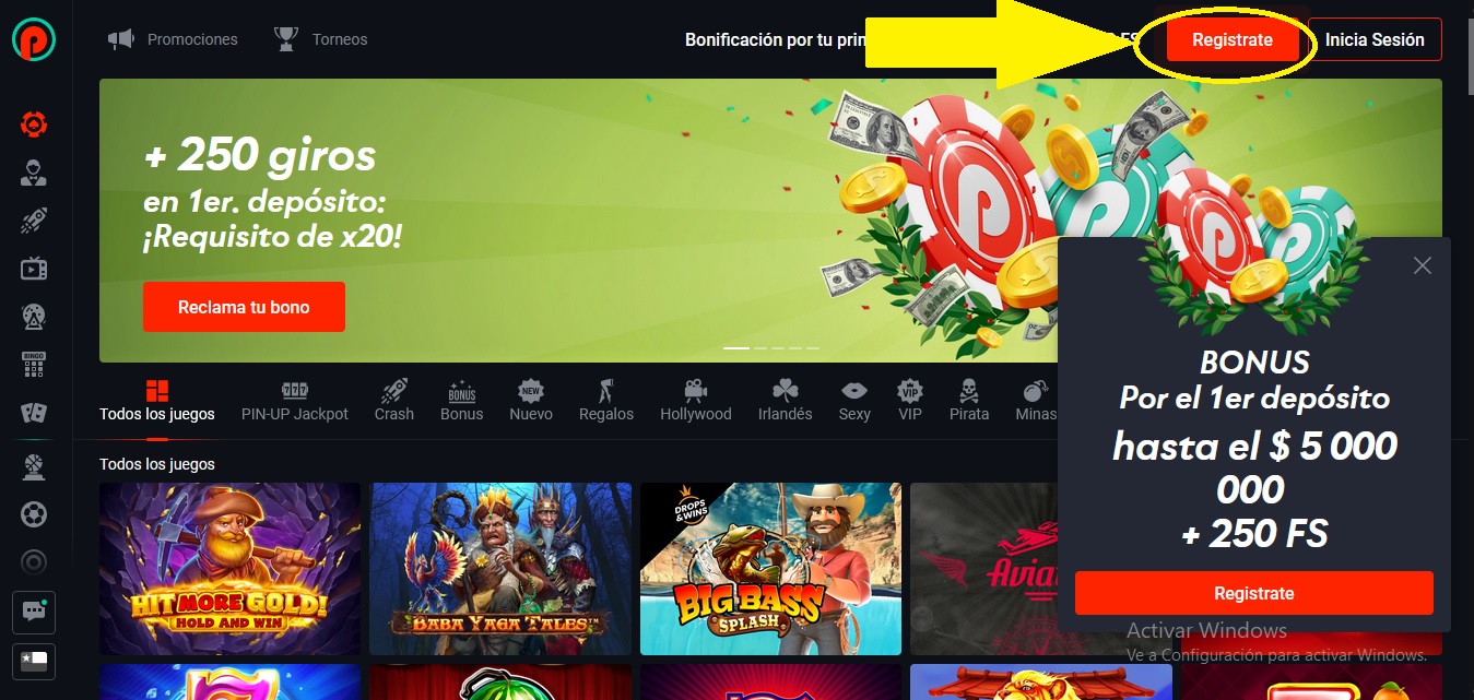 registro en Pin Up para jugar Blackjack