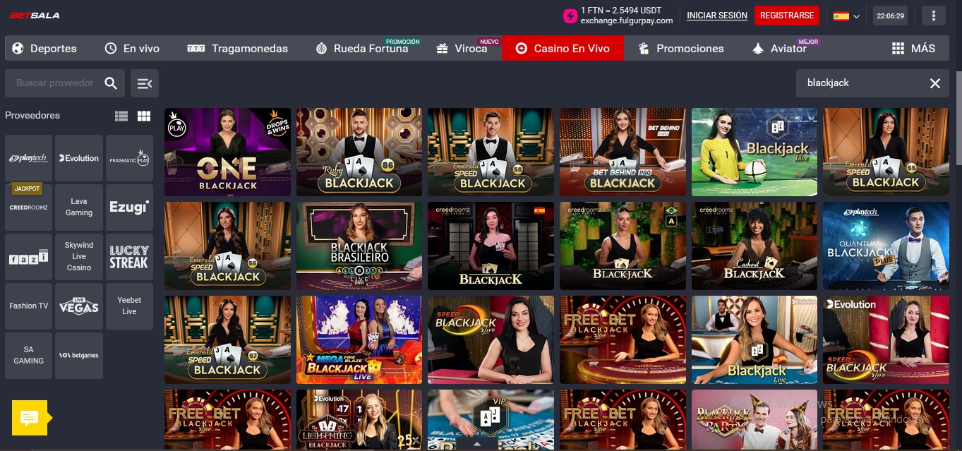 Betsala juegos de Blackjack para aplicar sistema Martingala