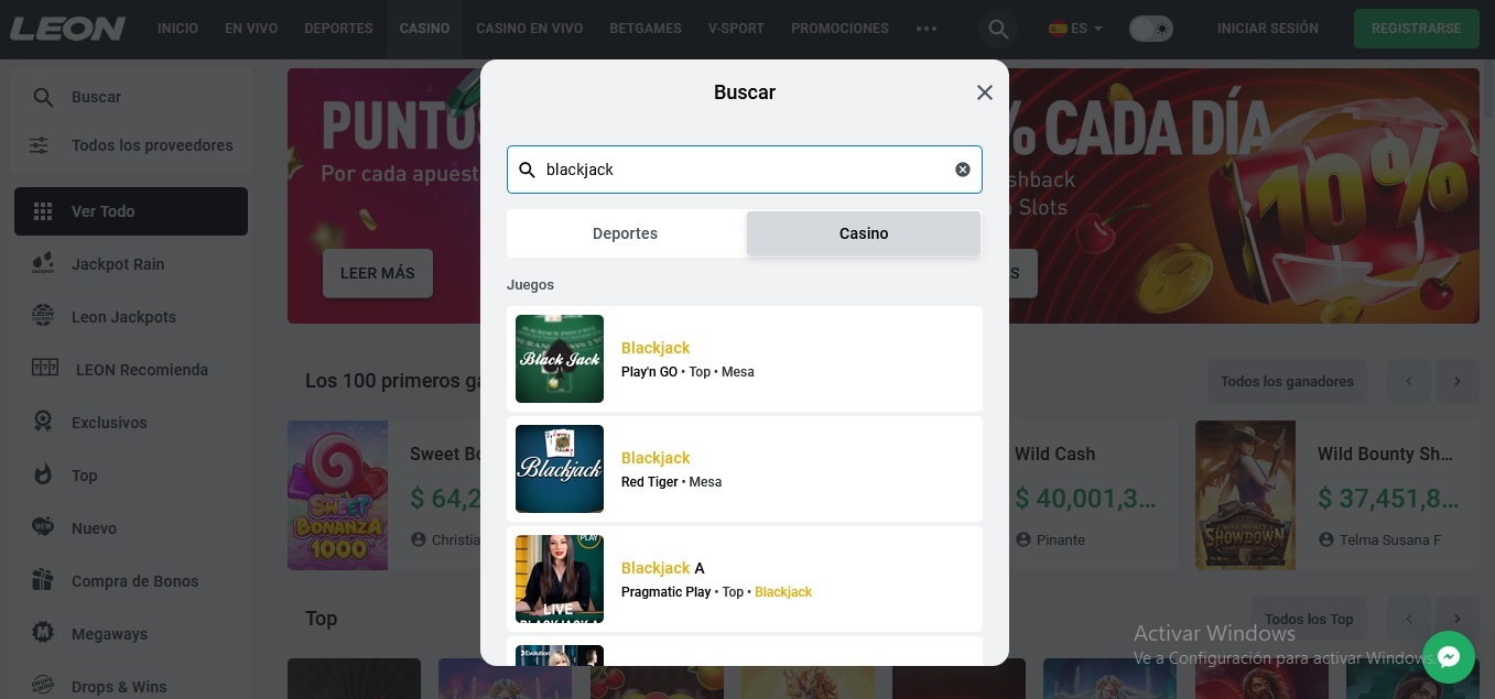 LeonBet Juegos de Blackjack Martingala