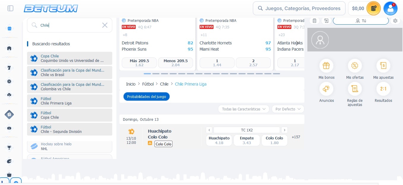 Apuestas Deportivas en Beteum Chile