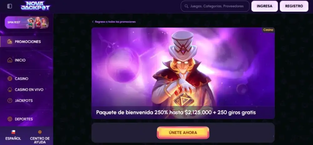 Paquete de bienvenida de Novajackpot