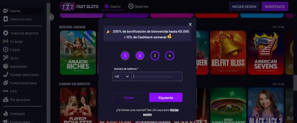 FastSlots: segundo paso del registro