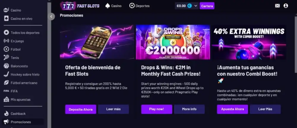 Promociones en FastSlots Casino