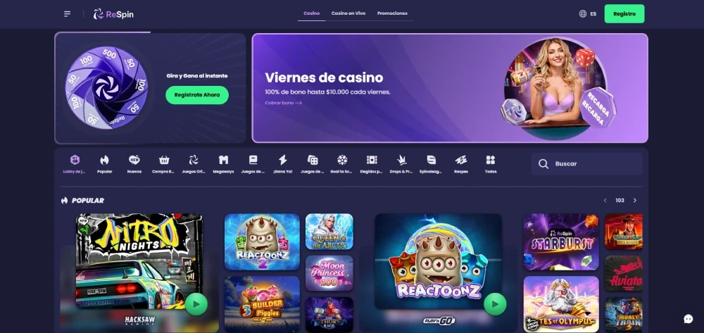 respin casino online chile