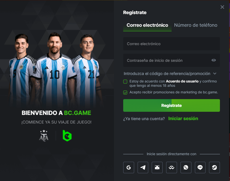 Registrarse en Bc.Game requiere solo unos cuantos pasos