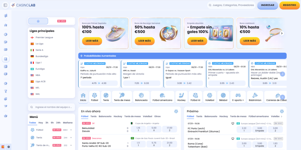 Las apuestas deportivas están a la orden del día en esta plataforma