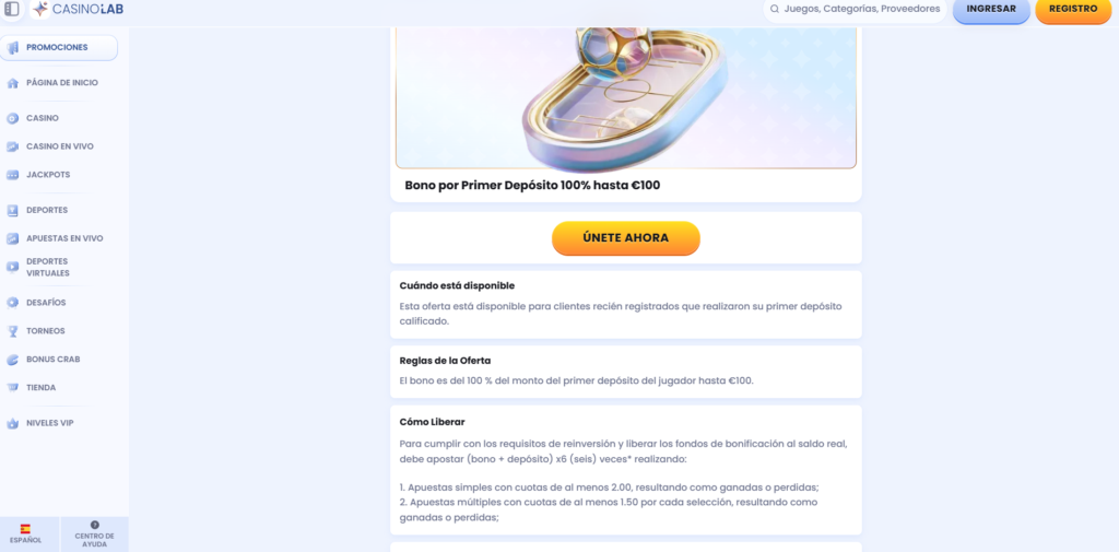 El bono de deportes de CasinoLab te va a molar