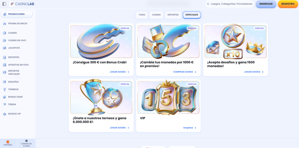 Este casino en línea tiene una sección de promociones y bonos especiales