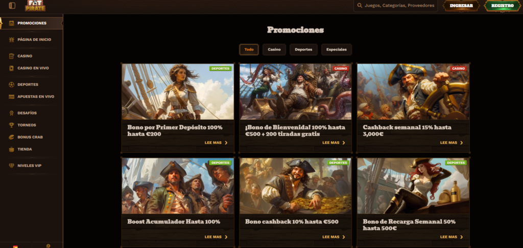 Los bonos de bienvenida de FatPirate son muy interesantes