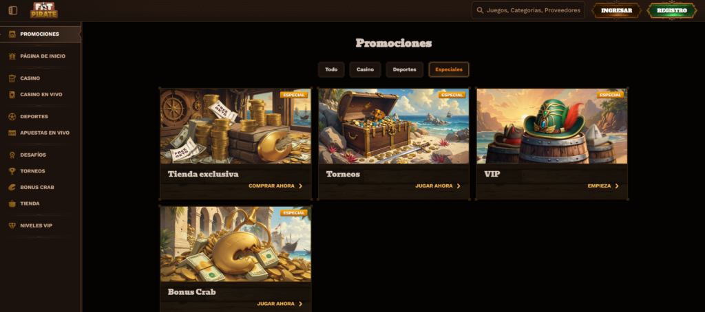 Las especiales son el auténtico cofre del tesoro de este casino y casa de apuestas online