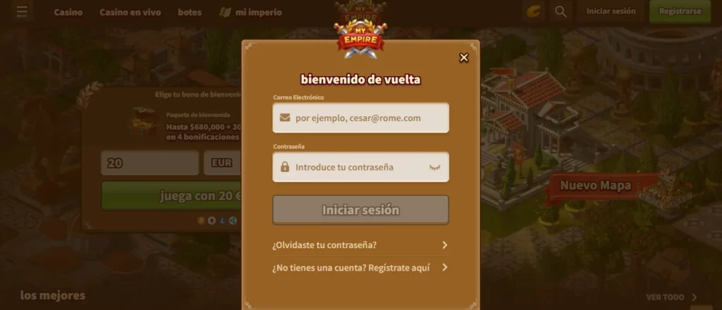 inicio de sesión en myEmpire