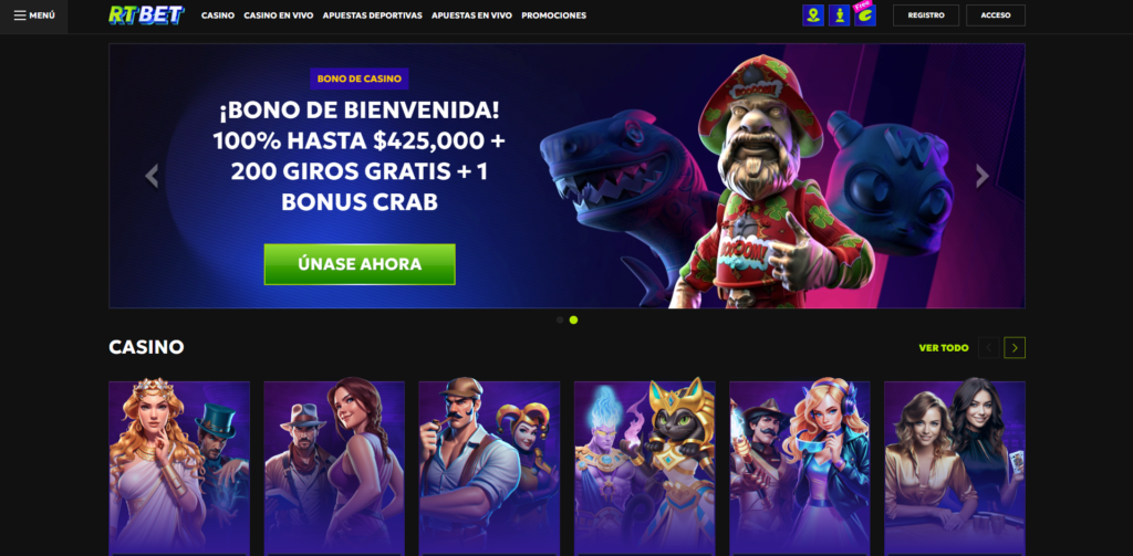 RTbet goza de una página web con un diseño muy intuitivo