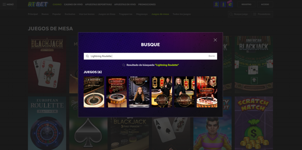 En RTbet Chile encontrarás tus juegos de casino en línea preferidos