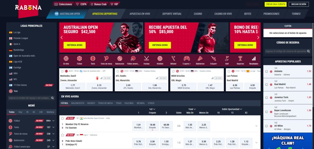 Rabona tiene una completa oferta de apuestas en línea