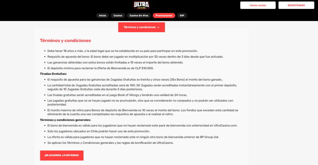 Es imprescindible cumplir los términos y condiciones para conseguir el bono de bienvenida