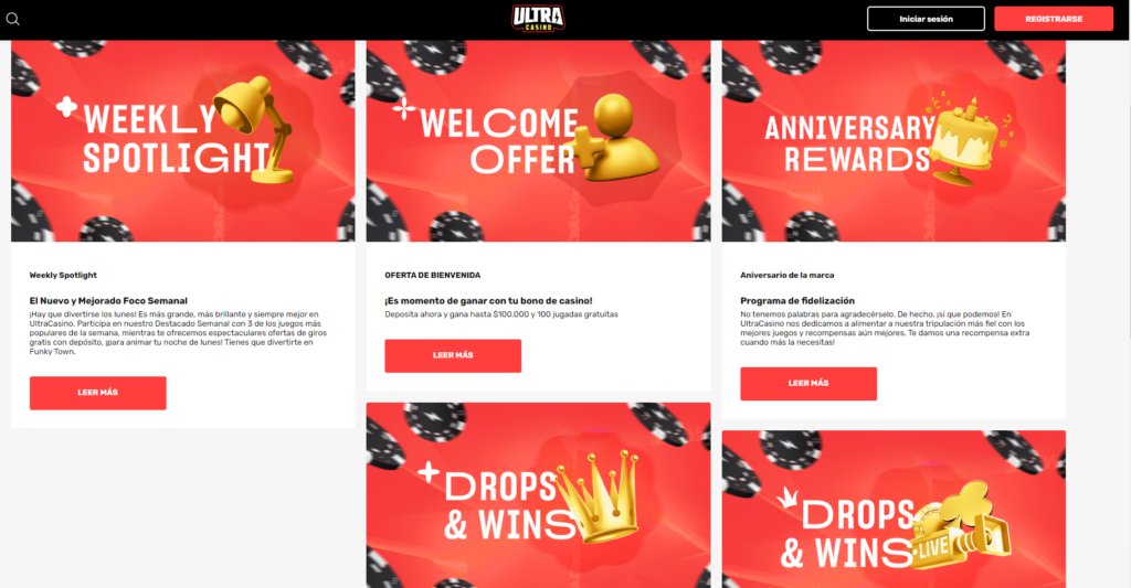 UltraCasino tiene un buen puñado de bonos y promonciones