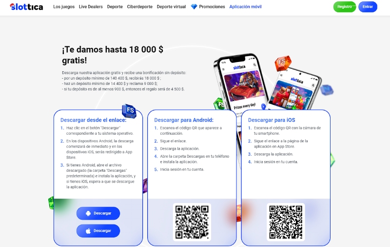 aplicacion movil de slottica casino disponible para android e ios