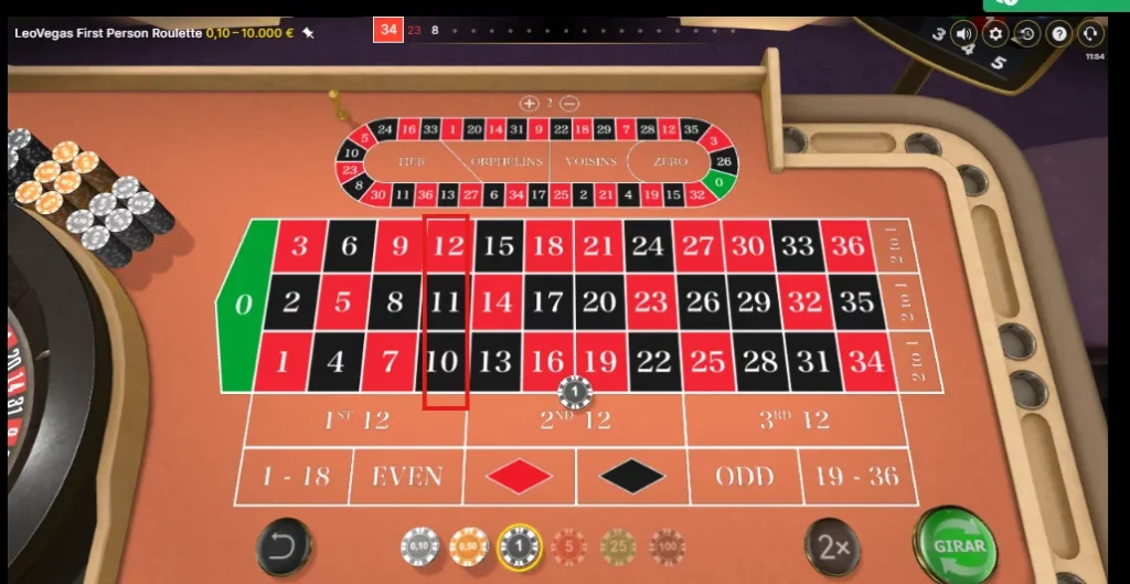 Apuesta de calle en la ruleta