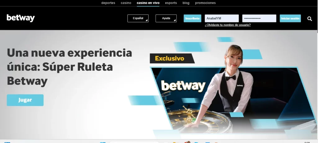 Acceso al casino en vivo en Betway para jugar a la ruleta con d´Alembert