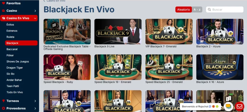 juegos de blackjack en vivo en Rojabet. Hay opción de blackjack de doble exposición