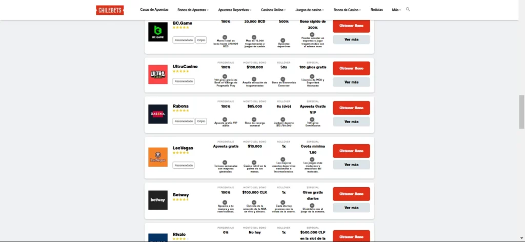 casinos online recomendados por Chilebets