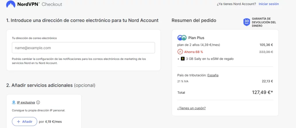 crear una cuenta en NordVPN