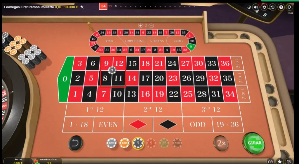 Apuesta de esquina en la ruleta europea en LeoVegas