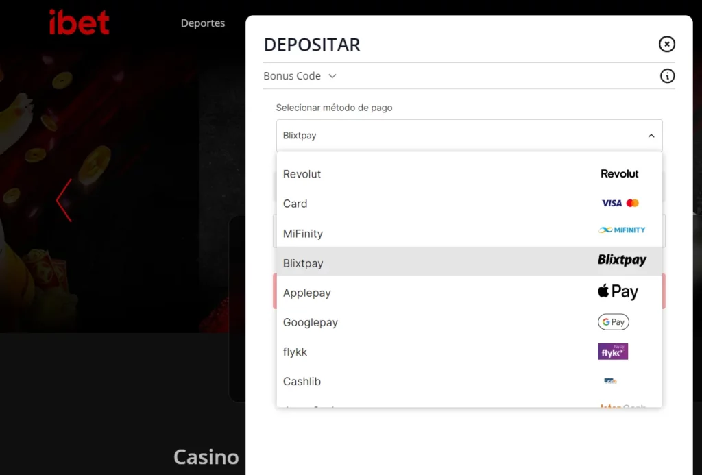 método de depósito blixtpay en ibet