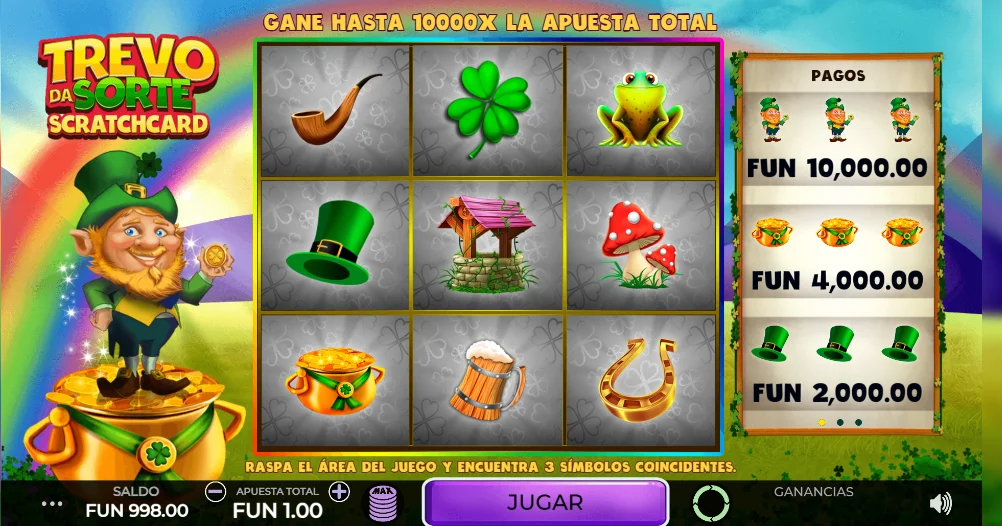 Ejemplo de juego raspe y gana en Novajackpot