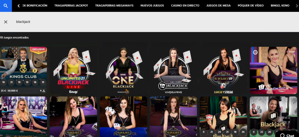 Juegos de blackjack para jugar al sistema Fibonacci en Slottimo