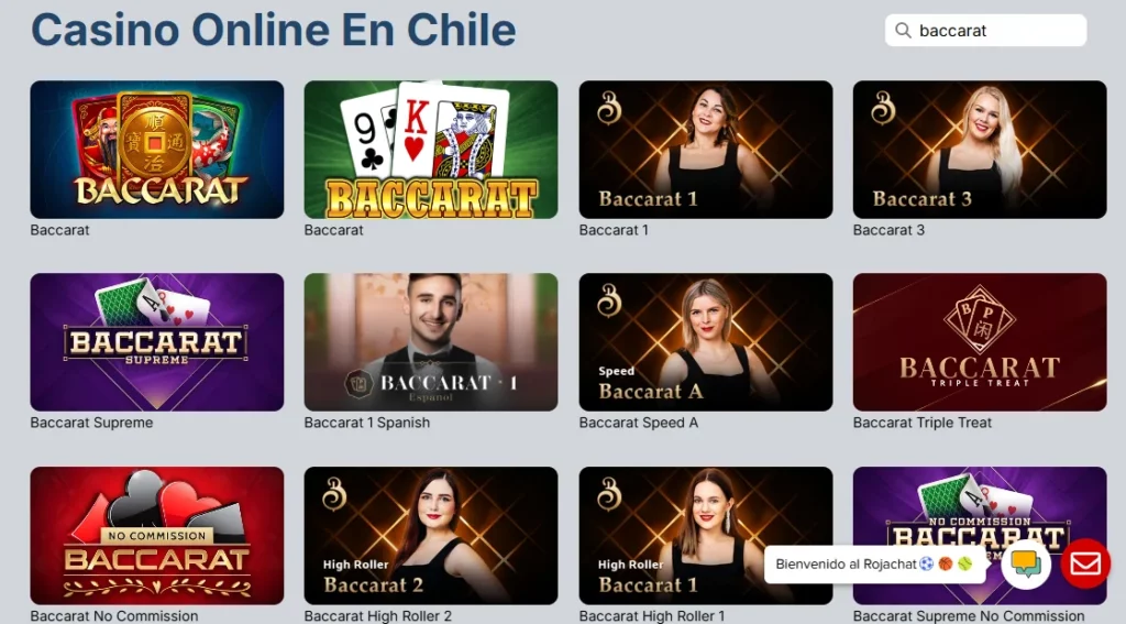 Oferta de juegos de Baccarat en Rojabet