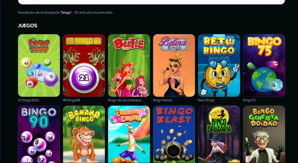 Oferta de juegos de bingo online en Novajackpot