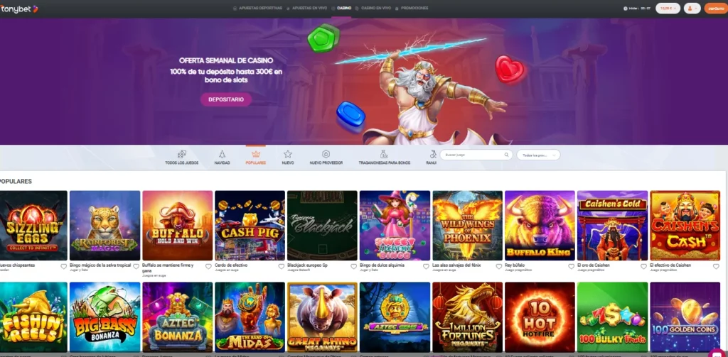juegos de casino en Tonybet