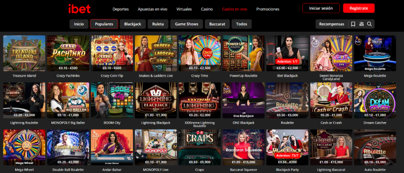 juegos de casino en vivo en ibet