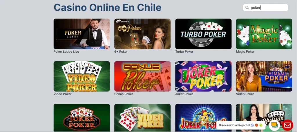 Juegos de póker disponilbles en Rojabet