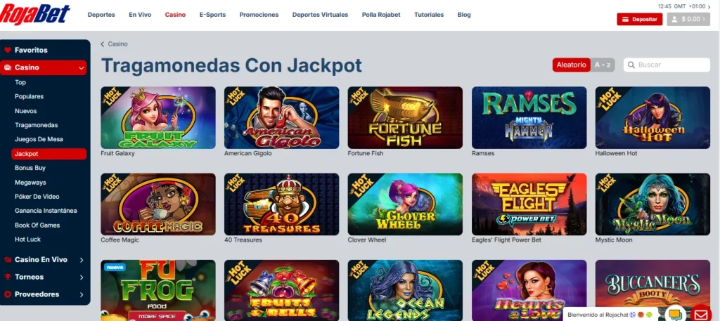 Juegos de slots con jackpot en Rojabet