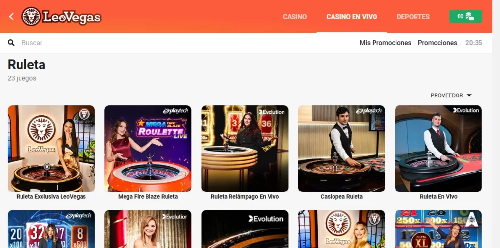 Juegos de ruleta en LeoVegas