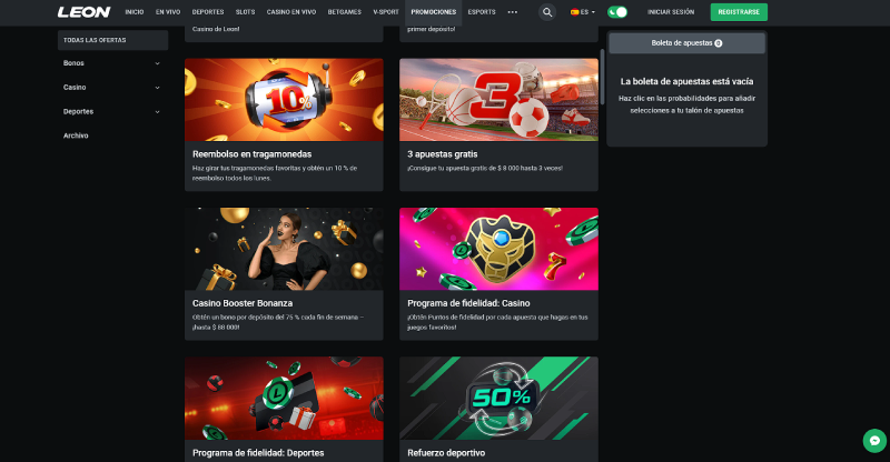leonbet otras ofertas de casino disponibles