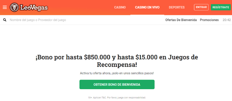 leovegas bono de bienvenida para casino en vivo