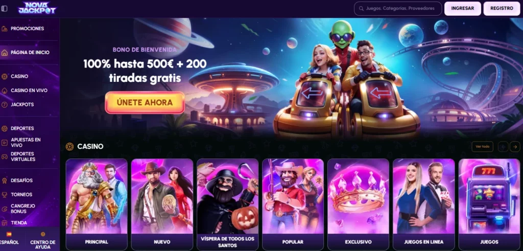 página de inicio Novajackpot