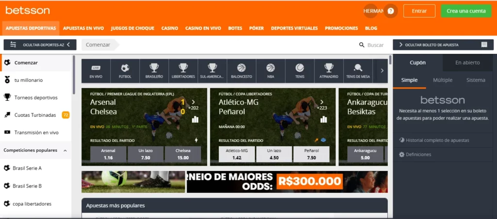 Página inicio Betsson