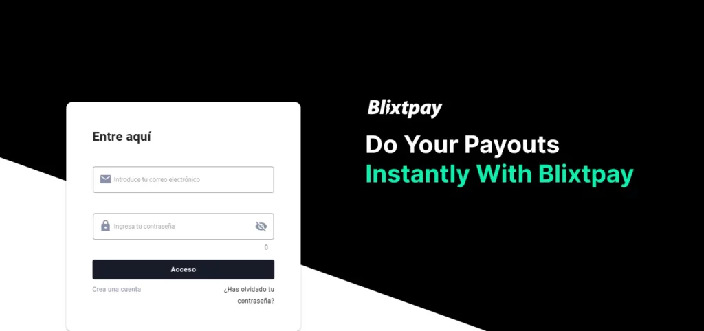 Página de inicio en Blixtpay