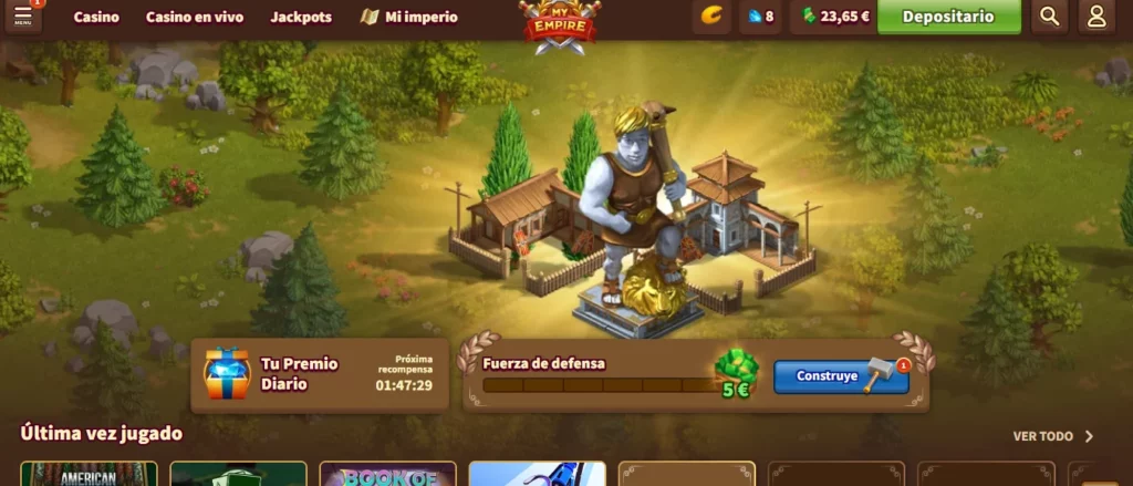 Página inicio de MyEmpire casino para jugar a blackjack americano