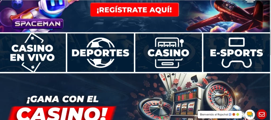 Página de inicio de Rojabet