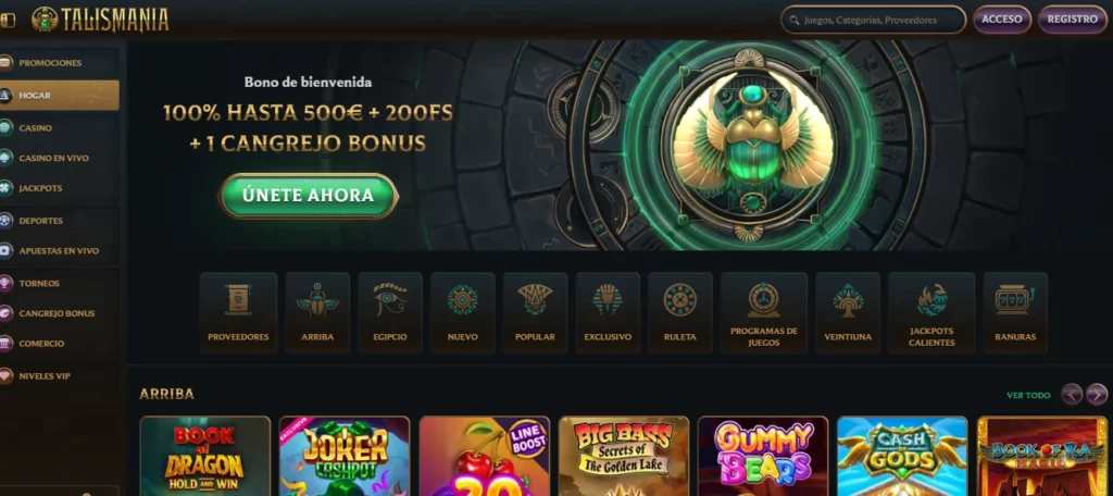 página de inicio de Talismania